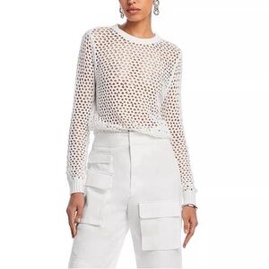 AQUA Embellished Crochet Sweater in White, Size S New w/Tag